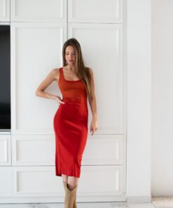 RED VERONA MIDI DRESS