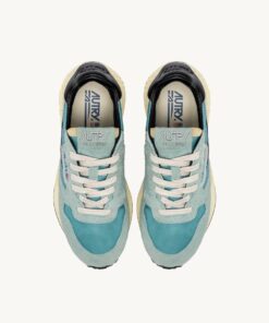 AUTRY - REELWIND LOW SNEAKERS IN JADE GREEN AND BLACK NYLON AND SUEDE