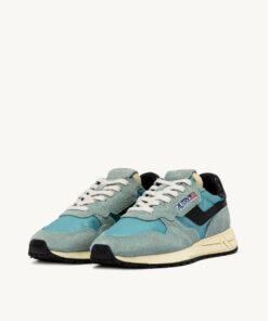 AUTRY - REELWIND LOW SNEAKERS IN JADE GREEN AND BLACK NYLON AND SUEDE