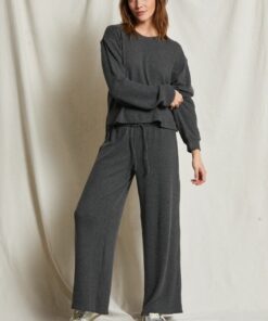 PERFECT WHITE TEE - CLOVER BRUSHED THERMAL WIDE LEG PANT