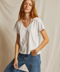 PERFECT WHITE TEE – HENDRIX COTTON BOXY V-NECK TEE