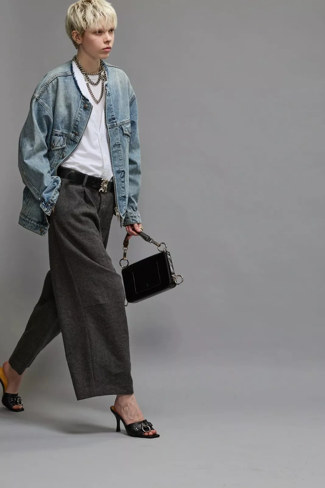R13- COLLARLESS ZIP - UP JACKET