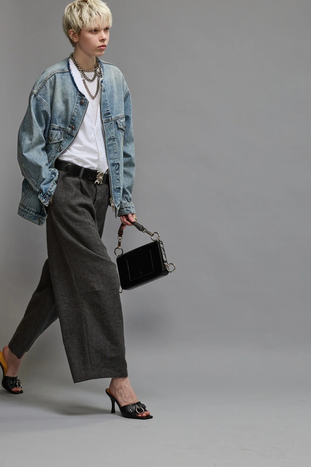 R13- COLLARLESS ZIP - UP JACKET