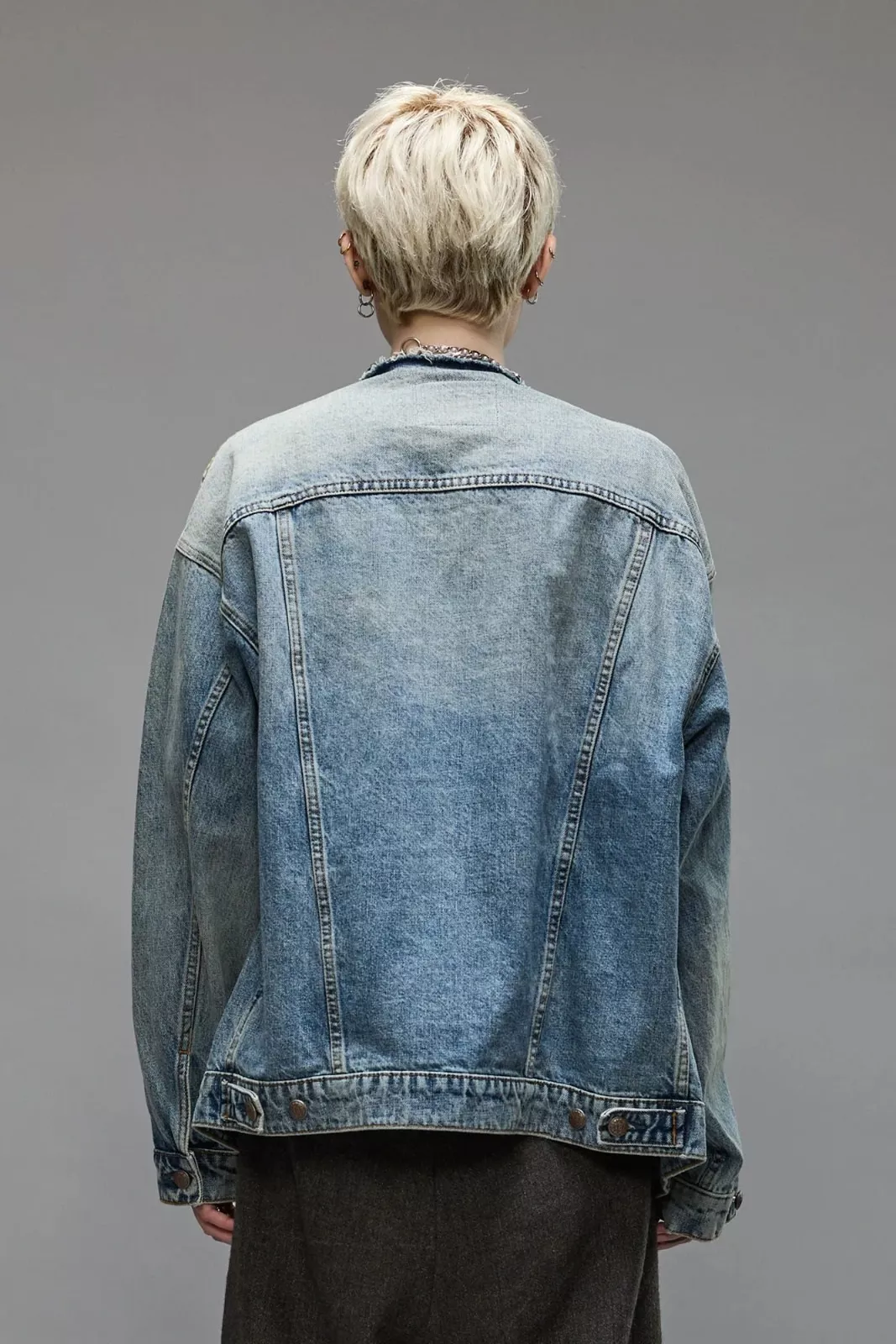 R13- COLLARLESS ZIP - UP JACKET