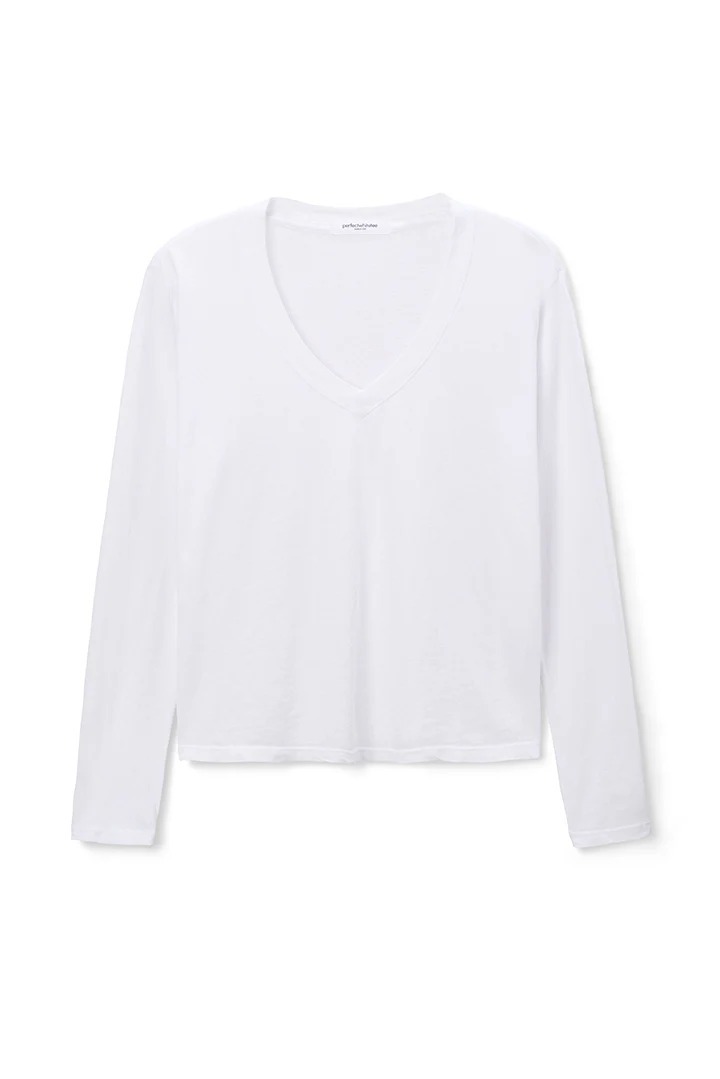 PERFECT WHITE TEE – JIMI COTTON LONG SLEEVE V NECK TEE