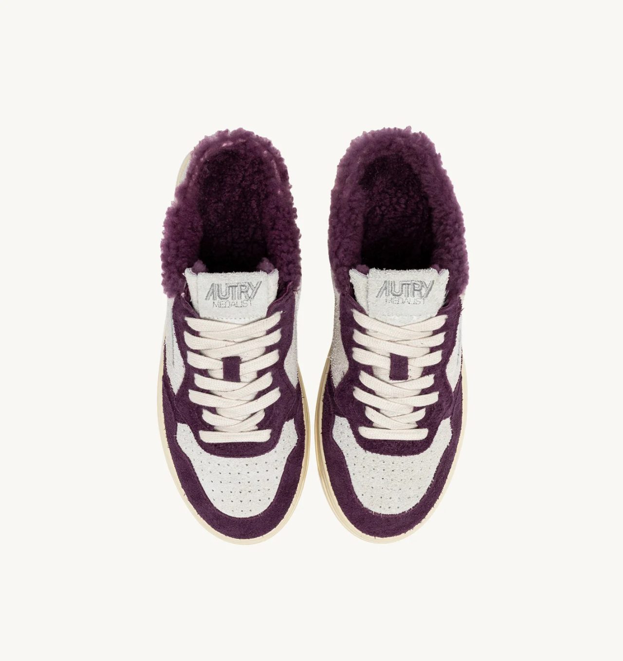 AUTRY - MEDALIST SABOT SNEAKERS IN WHITE SUEDE AND BAROLO SHEARLING