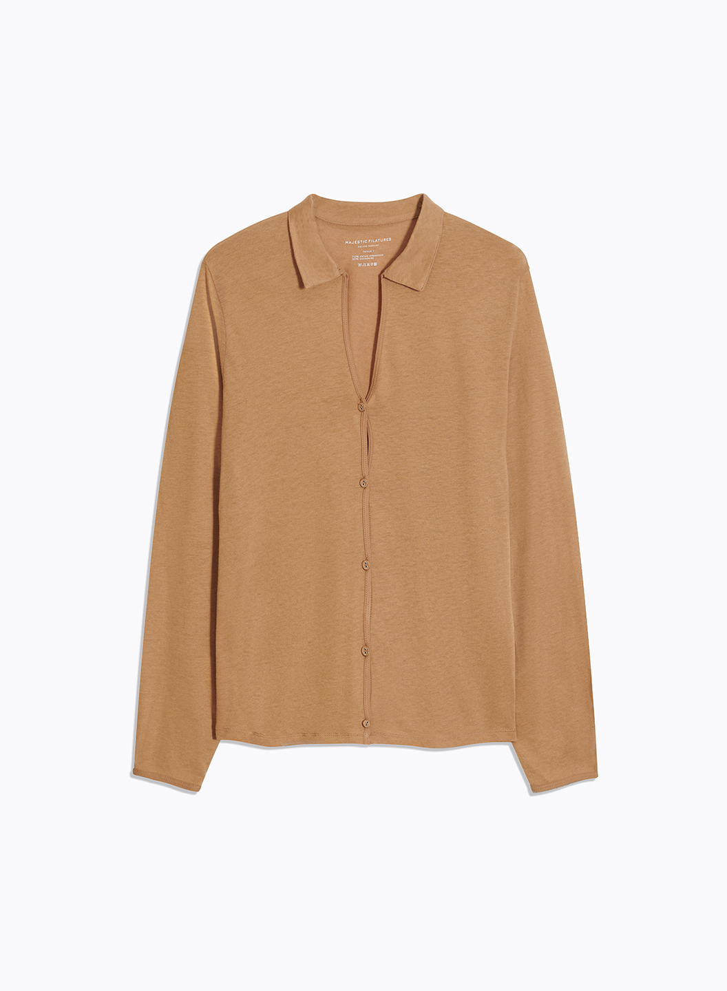 MAJESTIC - BROWN LONG SLEEVE COTTON AND CASHMERE SHIRT