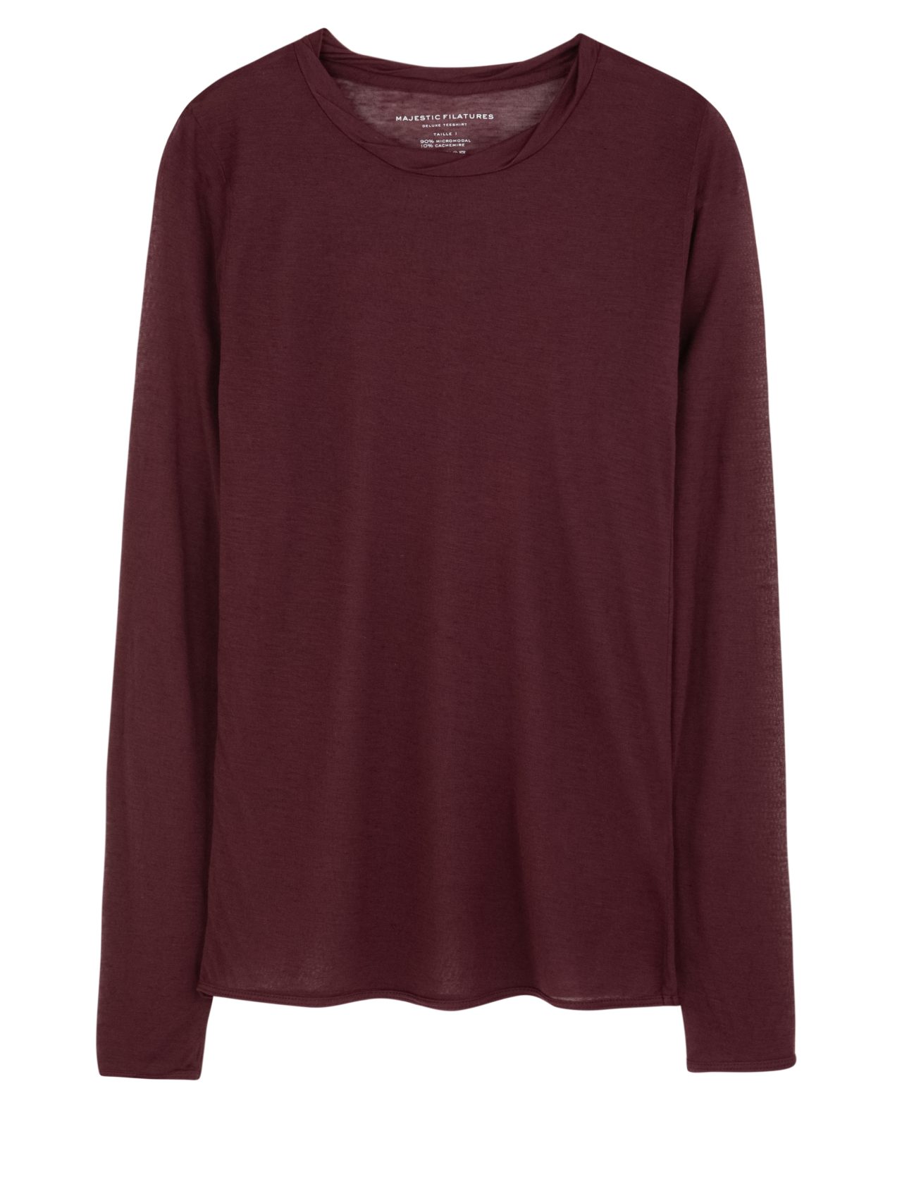 MAJESTIC - PLUM ROUND NECK LONG SLEEVE T - SHIRT
