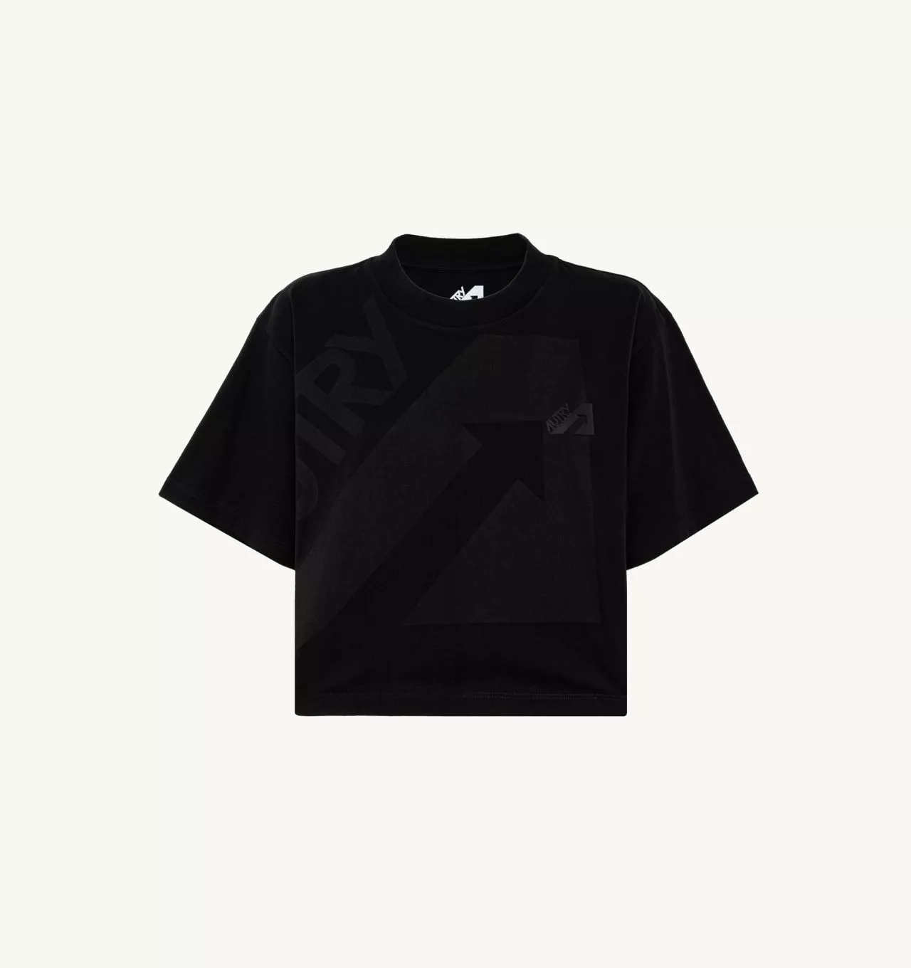 AUTRY - CROPPED SWEATSHIRT IN BLACK COTTON JERSEY