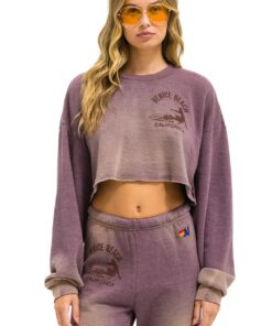 AVIATOR - VENICE SURFER CROPPED CREW SWEATSHIRT RELAXED - FADED MOCHA