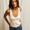 PERFECT WHITE - MARIA RIBBED V-NECK TANK