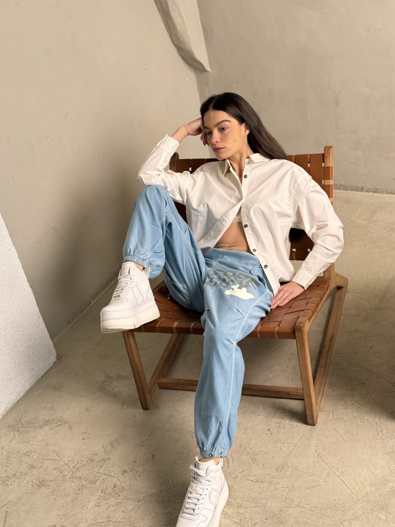 ⁦FLAP/SNAP FREECITYLARGE MATTE/SATIN AIRJUMP PANT - blue dirt⁩ – תמונה ⁦2⁩