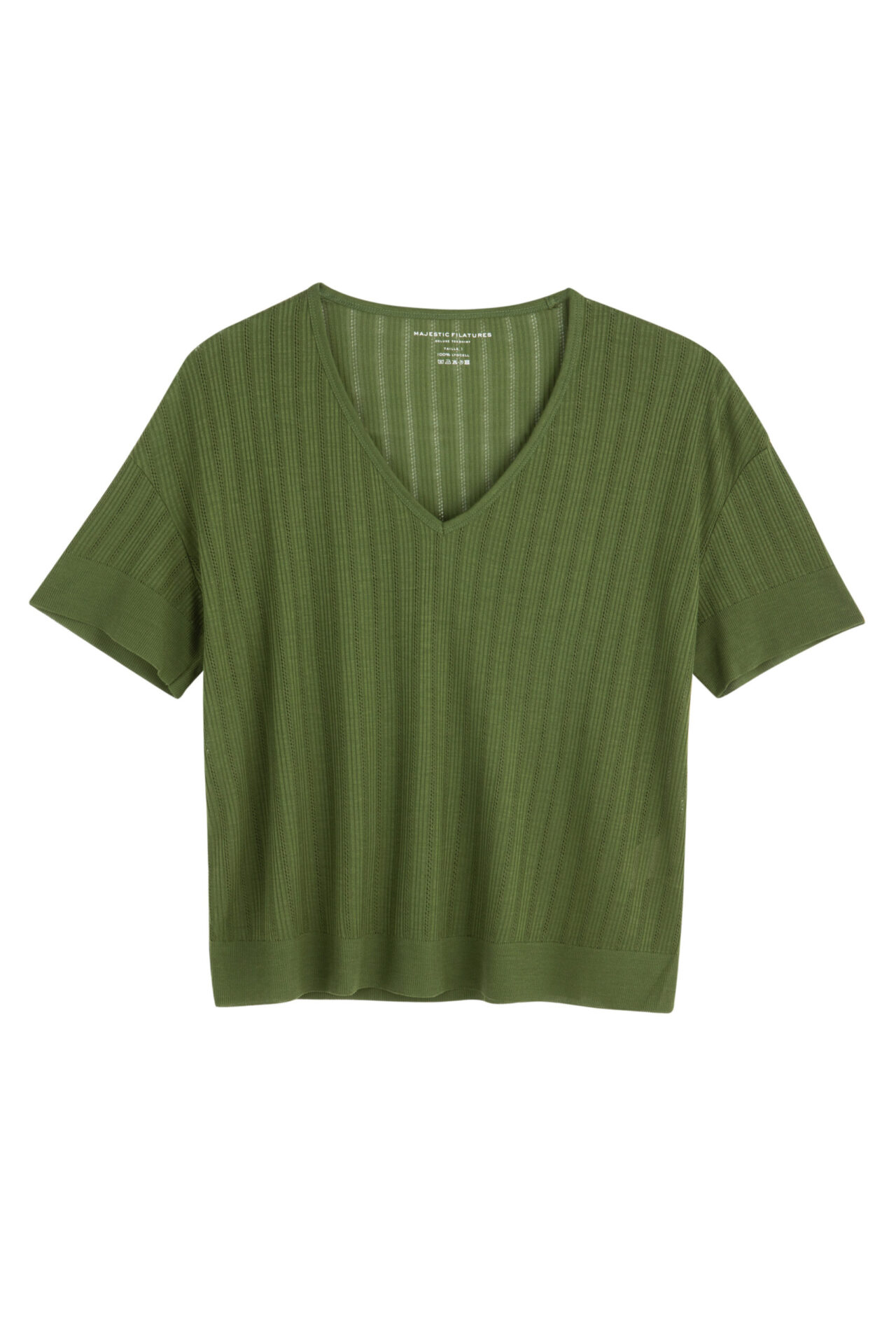 MAJESTIC -V NECK SHORT SLV-ARMY