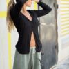 ⁦MAJESTIC - WISTCOAT LONG-BLACK⁩ – תמונה ⁦2⁩