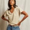 PERFECT WHITETEE - COTTON BOXY V NECK TEE - PUTTY
