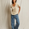 ⁦PERFECT WHITETEE - COTTON BOXY V NECK TEE - PUTTY⁩ – תמונה ⁦2⁩