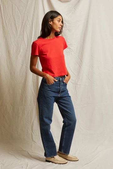 PERFECT WHITE- LISA  FITTED SHORT SLEEVE TEE